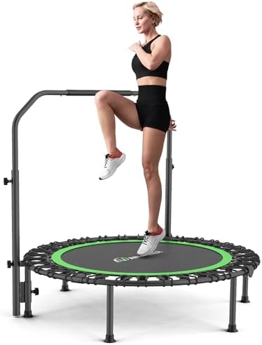 ANCHEER 40"/48" Foldable Mini Trampoline for Home Exercise and Fitness | Indoor Trampoline with Resistance Bands and 4