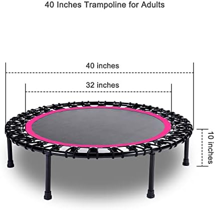 Mini Fitness Trampoline with Bungees - Stable & Quiet Rebounder for Adults
