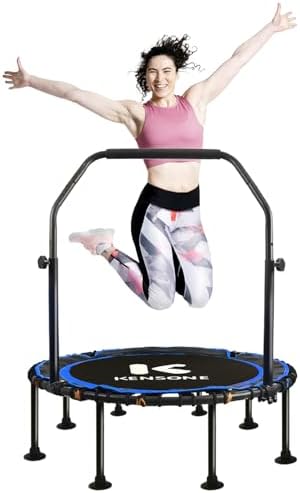 450/550 Lbs Quiet Indoor Mini Trampoline for Adults | Fitness Gym Workout | 40/48" Foldable Rebounder Trampoline with Bu