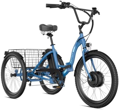 ANCHEER 600W Peak Electric Tricycle for Adults | 24" 499Wh Foldable 3 Wheel Ebike for Seniors | Rear Differential 15.5M
