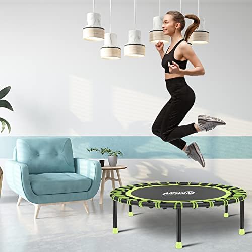 NEWAN Silent Mini Trampoline for Adults - 40" to 48" Diameter, Max Limit 330lbs, Silent Bungee Rebounder Jumping Cardio