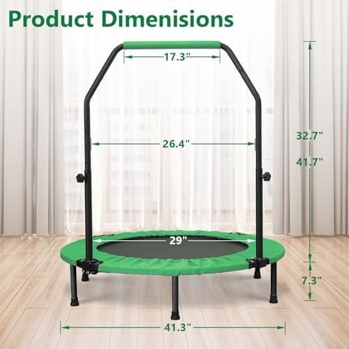 HYD-Parts 48" Mini Trampoline for Adults and Kids | Adjustable Bar | Indoor Fitness Trampoline | Max Load 440lbs HYD-Par