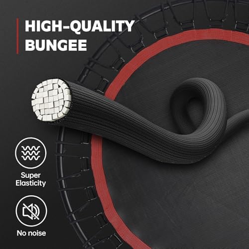 Mini Fitness Trampoline with Bungees - Stable & Quiet Rebounder for Adults