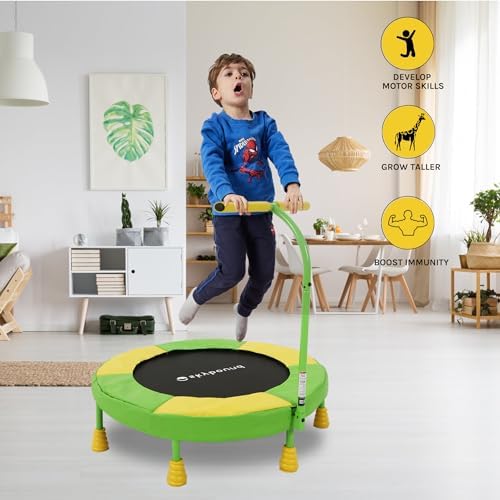SkyBound Kids Trampoline Indoor 36 Inch - Kids Trampoline with Handle - |0mm Steel Pipe Mini Trampoline for Toddlers and