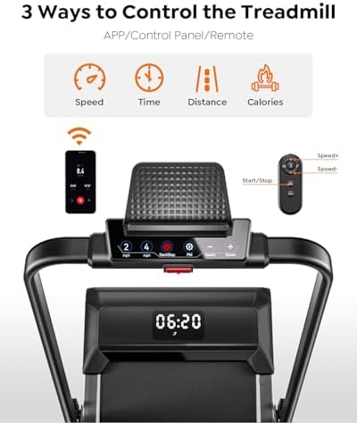 Portable Compact Under Desk Treadmill with App Remote Control and LED Display 2 in 1 Foldable Treadmill with Incline for