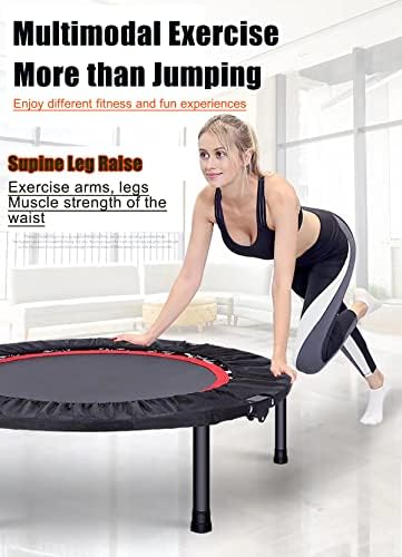 40"/48" Fitness Rebounder Trampoline with 4-Level Adjustable Foam Handle for Kids & Adults | Quiet and Stable 40"/48" E