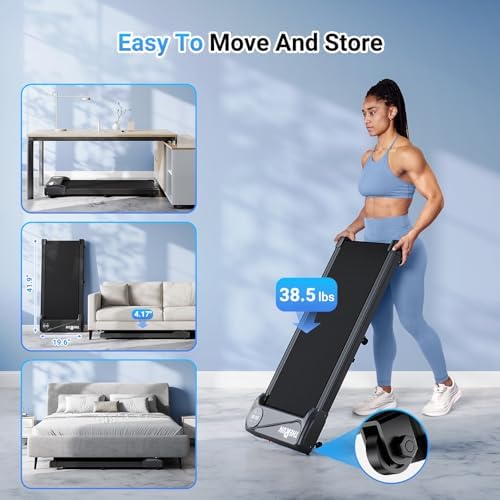 THERUN Walking Pad Treadmill Under DeskPortable Mini Treadmill for Home Office|5HP 265 lbs Weight Capacity Remote Contro