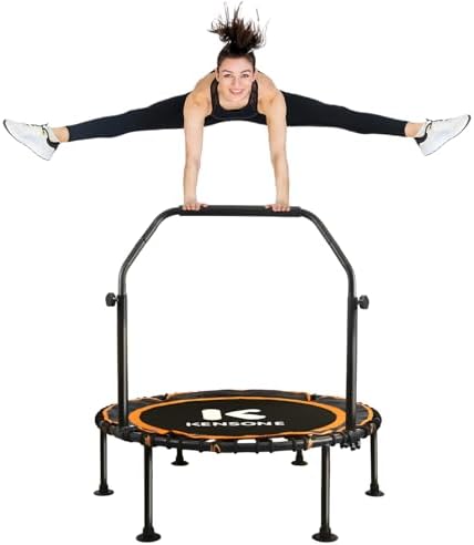 450/550 Lbs Quiet Indoor Mini Trampoline for Adults | Fitness Gym Workout | 40/48" Foldable Rebounder Trampoline with Bu