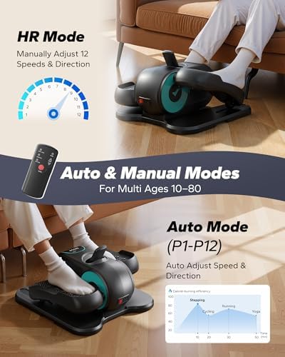 MERACH Under Desk Elliptical Machine for Seniors with Remote Control & 12-Speeds MERACH Quietest Portable Electric Sea