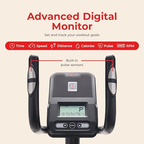 Sunny Health & Fitness Smart Upright Elliptical w/Pulse Sensor for Home Exercise, Indoor Full-Body Cross-Training Machin