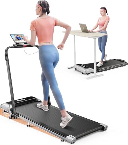 Portable Walking Pad Treadmill with 12% Incline for Home/Office | Under Desk Treadmills with LED Display & Remote Contr