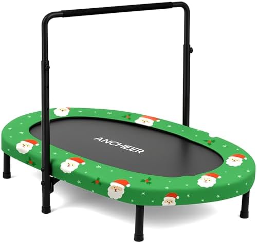ANCHEER Kids Trampoline, Indoor Outdoor Jumping for Kids, 56" Diameter, 220LBS Capacity, Foldable, Adjustable Safety Han
