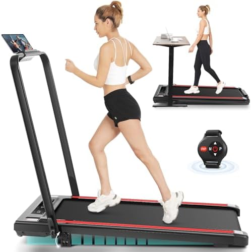ANCHEER |0 HP Foldable Treadmill for Home Workouts with Handles | ANCHEER Portable Under Desk Treadmill with 12% Inclin