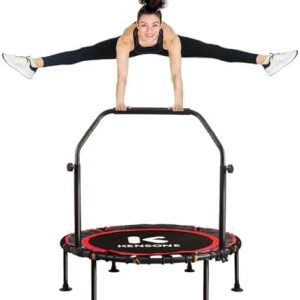 450/550 Lbs Quiet Indoor Mini Trampoline for Adults | Fitness Gym Workout | 40/48" Foldable Rebounder Trampoline with Bu