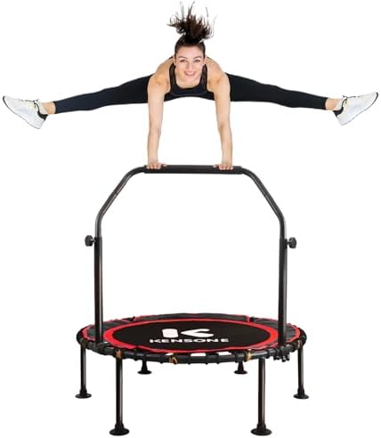 450/550 Lbs Quiet Indoor Mini Trampoline for Adults | Fitness Gym Workout | 40/48" Foldable Rebounder Trampoline with Bu