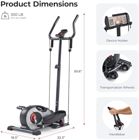 Sunny Health & Fitness Portable Elliptical Machine for Home Workout, Senior Friendly Sit/Stand, Free Sunnyfit App Connec