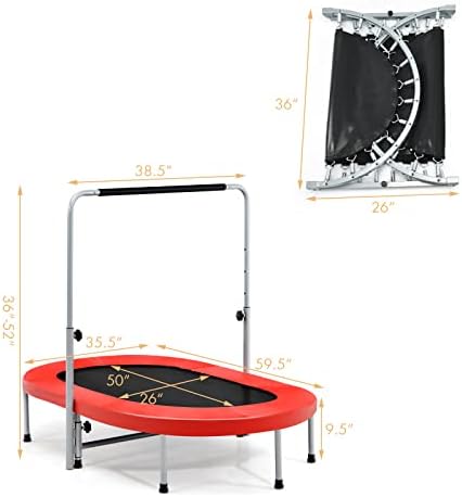 Giantex 2 Persons Foldable Fitness Trampoline Outdoor Indoor OEKO-TEX MAX 330LBS Adult Kid Fitness