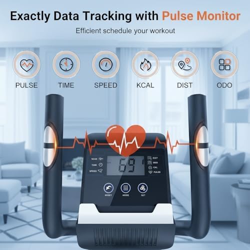 ANCHEER Elliptical Exercise Machine for Home Gym, Ultra-Silent Elliptical Trainer with Pulse Rate Grips, Smooth Resistan