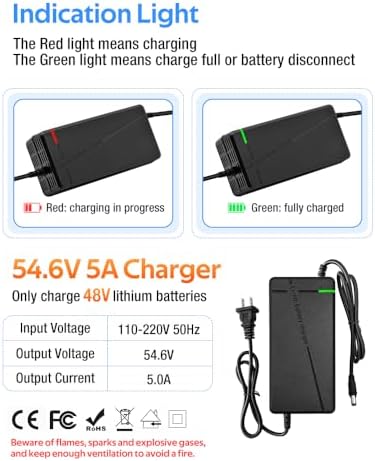 Super Fast Charger for 48V Lithium Battery No Adapter Needed | 5|6V 3A/5A Charger for 48V Lithium Battery with Cooling