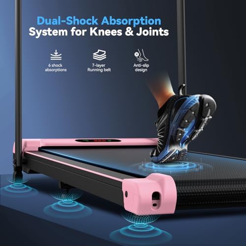 ANCHEER |0 HP Foldable Treadmill for Home Workouts with Handles | ANCHEER Portable Under Desk Treadmill with 12% Inclin