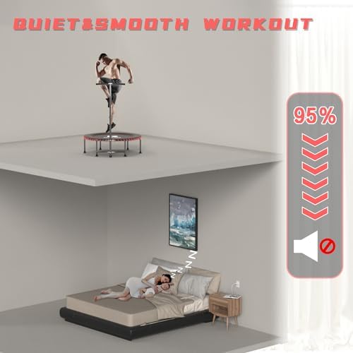 Low-Impact Rebounder Trampoline for Adults with Bungee, 450/550LBS | Quiet Mini Exercise Trampoline with Adjustable U/T