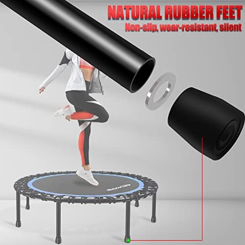 NEWAN Silent Mini Trampoline for Adults - 40" to 48" Diameter, Max Limit 330lbs, Silent Bungee Rebounder Jumping Cardio