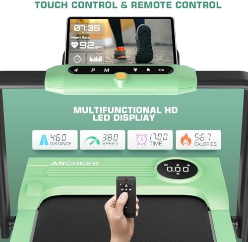 ANCHEER Under Desk Treadmill with Incline and Handle Bar for Home Office | ANCHEER 4 in 1 Folding Treadmill with LED Di