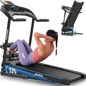ANCHEER 2025 Upgrade |5HP Portable Treadmill with Sit Up Bench for Home Fitness Lovers | ANCHEER Foldable Treadmill wit