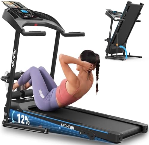 ANCHEER 2025 Upgrade |5HP Portable Treadmill with Sit Up Bench for Home Fitness Lovers | ANCHEER Foldable Treadmill wit
