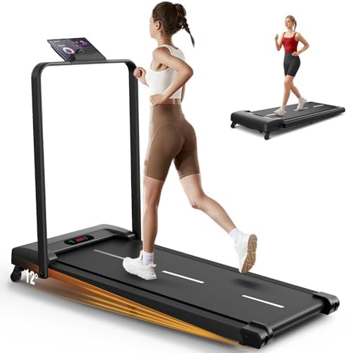 ANCHEER |0 HP Foldable Treadmill for Home Workouts with Handles | ANCHEER Portable Under Desk Treadmill with 12% Inclin