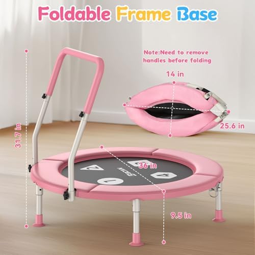 BCAN 36" Toddler Trampoline for Kids Ages 1-6: Safe, Foldable & Adjustable, Indoor & Garden Use, Gift for Boys and Girls