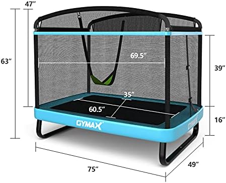 GYMAX Kids Trampoline 6FT Swing Enclosure Safety Net ASTM Approved Indoor Outdoor Birthday Gift