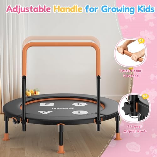 BCAN 36" Toddler Trampoline for Kids Ages 1-6: Safe, Foldable & Adjustable, Indoor & Garden Use, Gift for Boys and Girls