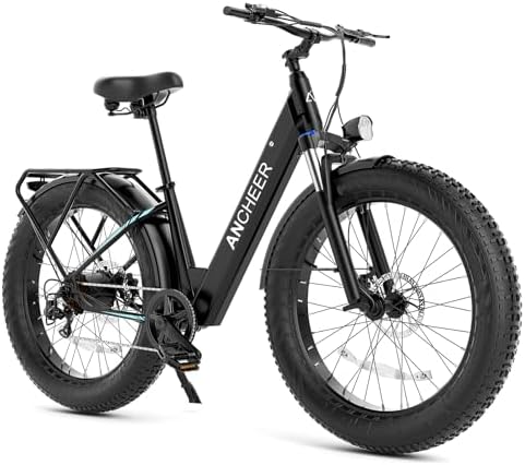 ANCHEER 26" Electric Bike for Adults, 1000W Peak Motor, 60 Miles Range, Fat Tire Electric Bike Off-Road EBike for Men &