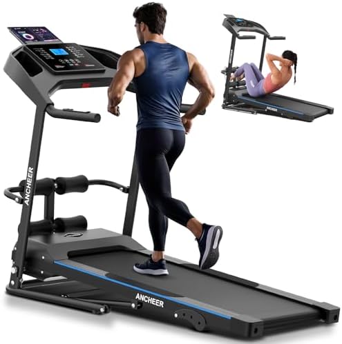 ANCHEER 2025 Upgrade |5HP Portable Treadmill with Sit Up Bench for Home Fitness Lovers | ANCHEER Foldable Treadmill wit