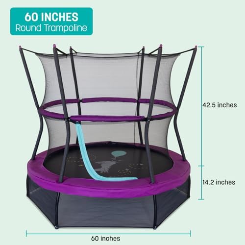Skywalker Trampolines No-Spring Design Mini Trampoline for Kids and Toddlers 60" Enclosure Net Skywalker Trampolines No-