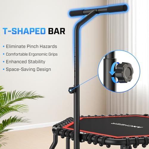 ANCHEER Trampoline for Adult, Indoor Outdoor Mini Trampoline, 550LBS_fitness_trampoline_with_Bungee