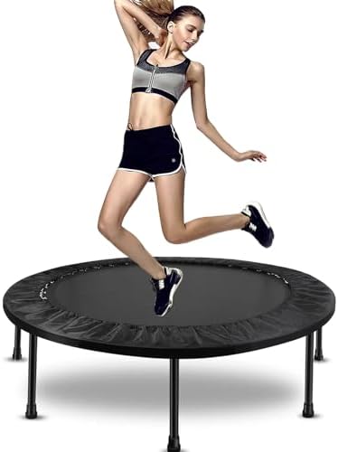 40"/48" Fitness Rebounder Trampoline with 4-Level Adjustable Foam Handle for Kids & Adults | Quiet and Stable 40"/48" E