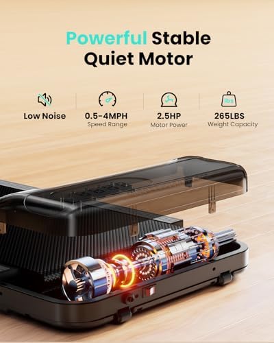 Home Office Walking Pad, Under Desk Treadmill with Incline, |5HP Portable Walking Treadmill, 265 Lbs Weight Capacity, Re