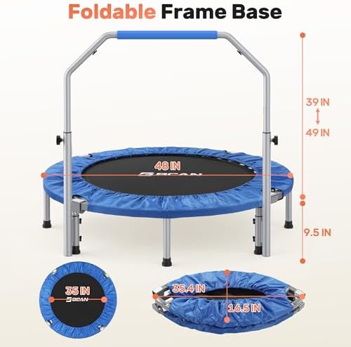 BCAN Fitness Rebounder Max Load 330lbs/440lbs for Adults Indoor/Garden Workout BCAN Adjustable Foam Handle Trampoline