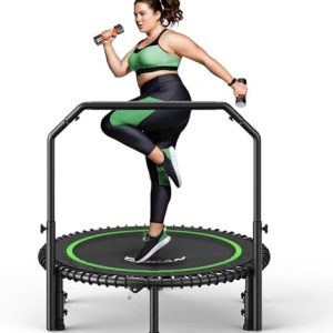BCAN 40"/48" Mini Rebounder Trampoline for Adults with Bar: Whole-Body Workout & Relaxation at Home, Stable & Quiet, Adj