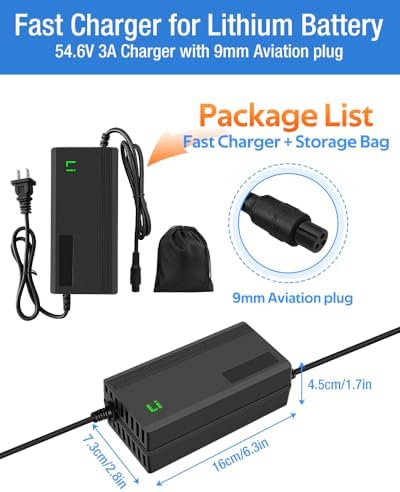 Super Fast Charger for 48V Lithium Battery No Adapter Needed | 5|6V 3A/5A Charger for 48V Lithium Battery with Cooling