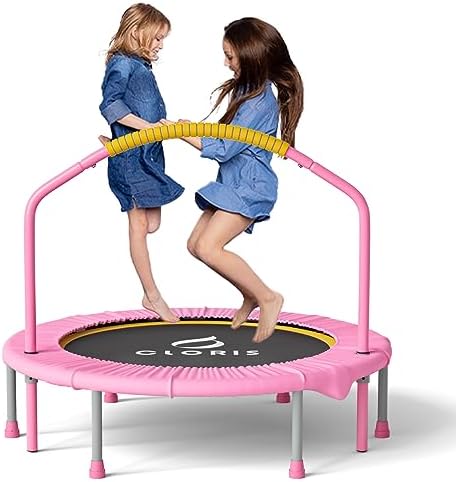 CLORIS 38in/48in Folding Trampoline for Adults with Adjustable Foam Handle - Max Load 450lbs Safety Padded Cover Best Gi