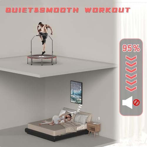 Low-Impact Rebounder Trampoline for Adults with Bungee, 450/550LBS | Quiet Mini Exercise Trampoline with Adjustable U/T