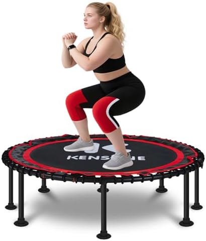 450/550 Lbs Quiet Indoor Mini Trampoline for Adults | Fitness Gym Workout | 40/48" Foldable Rebounder Trampoline with Bu