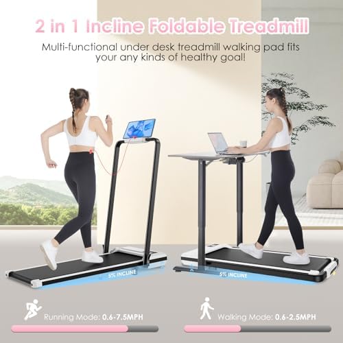 ANCHEER |0 HP Foldable Treadmill for Home Workouts with Handles | ANCHEER Portable Under Desk Treadmill with 12% Inclin