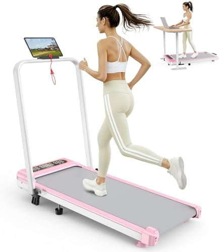 Upgrade |5HP Low Noise Foldable Treadmill with 8% Incline for Home/Office | Trisomy 4 in 1 Portable Under Desk Foldable