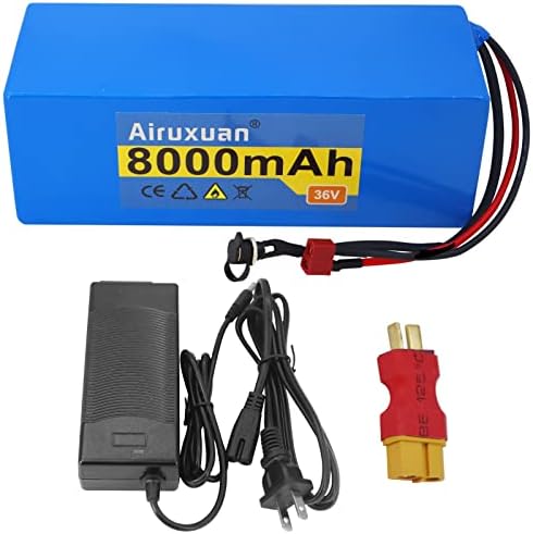 36V Lithium Battery 8Ah T-Plug XT60 Connector BMS Charges 2A for 250-1000W Ebike Kit | 36V Ebike 8Ah Lithium Battery wi