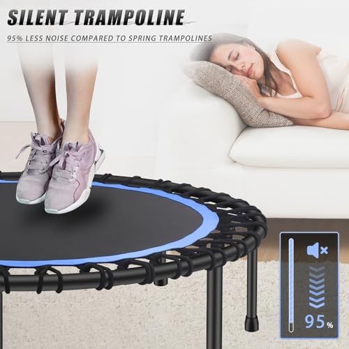 NEWAN Silent Mini Trampoline for Adults - 40" to 48" Diameter, Max Limit 330lbs, Silent Bungee Rebounder Jumping Cardio