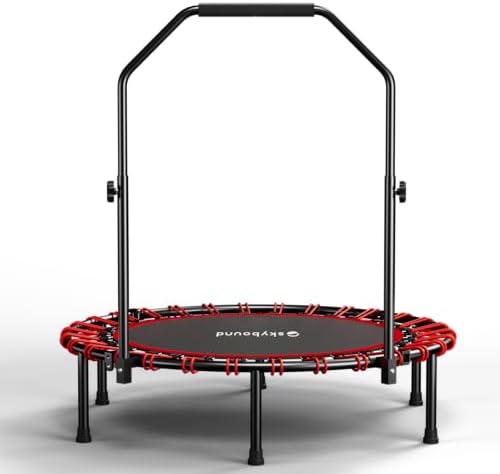 Adults 40" Foldable Rebounder Trampoline - Stable Quiet Fitness Equipment with Max 350lbs Load Capacity, Adjustable U-Ba